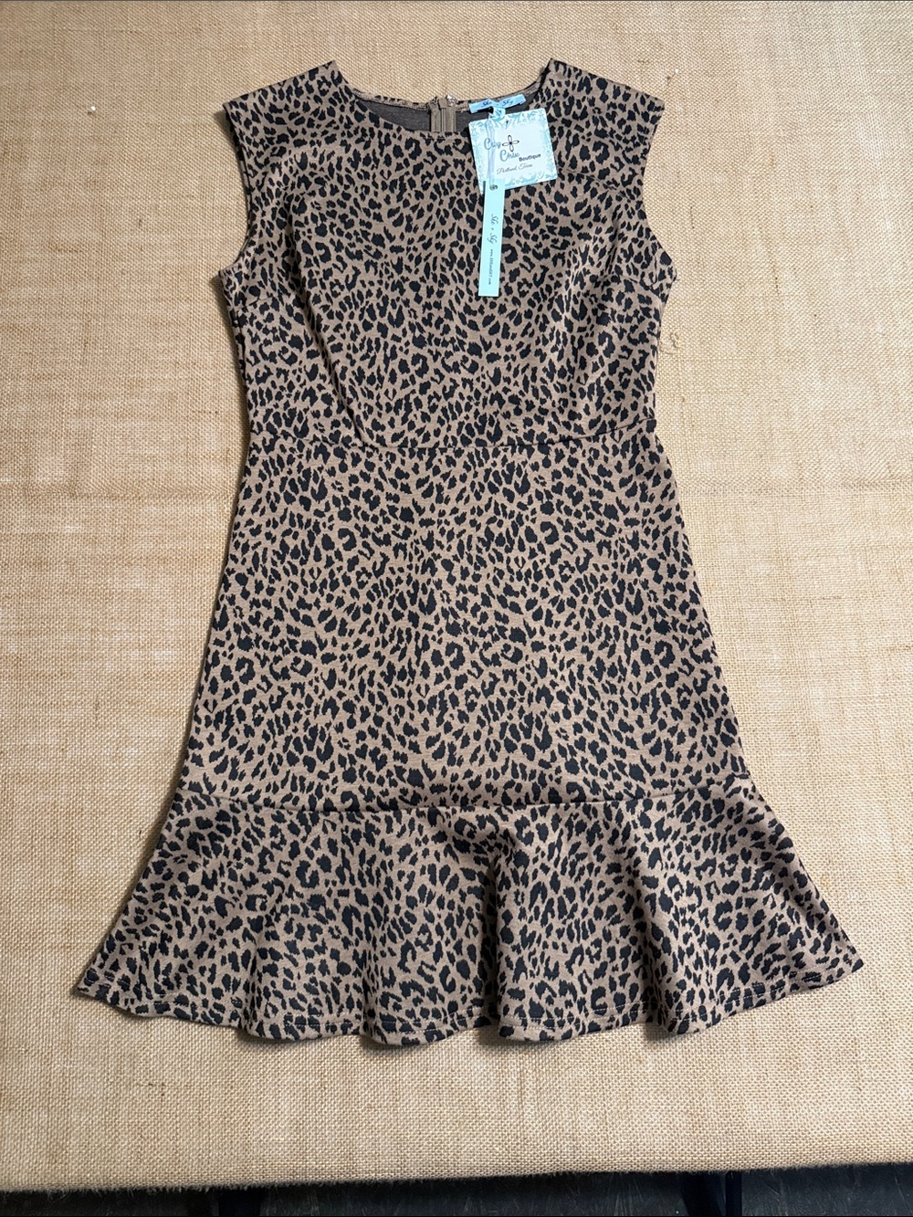 She + Sky Leopard Print Midi Dress in Tan and Black